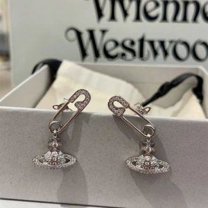 Vivienne Westwood orb EARRINGS silver paperclip crystals